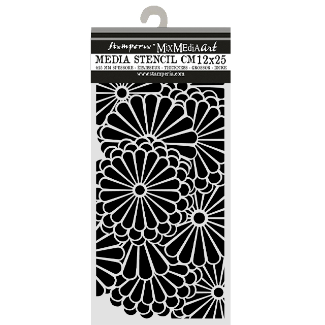 atiladecor - Stencil 12 x 25 cm - Estampa de flores de oriental Garden  Tamanho: 12x25cm  U.V:2 Mais Informacoes: